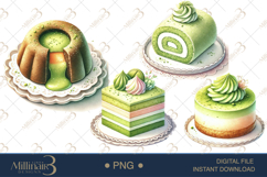 Watercolor Matcha Dessert Clipart Product Image 1