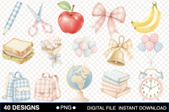 Cute Kids and Animals Blac To School Clipart Product Image 1