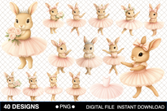 Watercolor Ballerina Bunnies Clipart Bundle Product Image 1