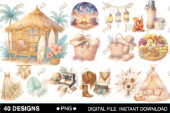 Summer Beach Watercolor Clipart Product Image 2