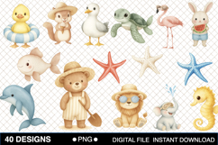 Cute Beach Animals Clipart Bundle Product Image 2