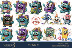 Halloween School Supply Monsters PNG Bundle, 40 Cute Pencil Product Image 2