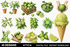 Key Lime Watercolor Clipart Bundle Product Image 2