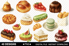 Watercolor French Patisserie Clipart Bundle Product Image 2