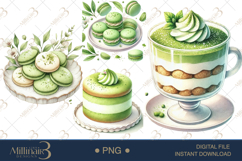 Watercolor Matcha Dessert Clipart Product Image 1