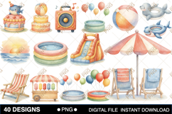 Cute Summer Pool Party Clipart Product Image 2