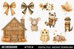 Cozy Woodland Fall Animals Clipart Bundle Product Image 3