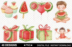 Cute Watermelon Party Clipart Bundle Product Image 3