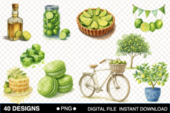 Lime Watercolor Clipart PNG Bundle Product Image 3