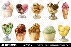 Watercolor Ice Cream Clipart Product Image 3