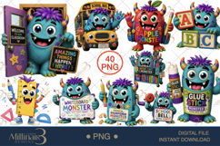 Halloween School Supply Monsters PNG Bundle, 40 Cute Pencil Product Image 3