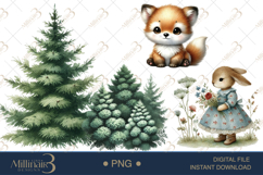 Boho Woodland Baby Animals &amp; Mushroom Clipart Product Image 1