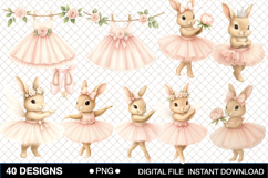 Watercolor Ballerina Bunnies Clipart Bundle Product Image 2
