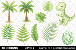 Cute Dinosaurs Watercolor Clipart Bundle Product Image 3