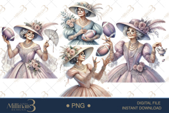 Classic Beautiful Grandma with Football Clipart Product Image 1