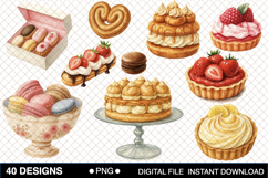 Watercolor French Patisserie Clipart Bundle Product Image 3