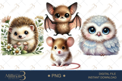 Boho Woodland Baby Animals &amp; Mushroom Clipart Product Image 1