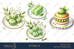 Watercolor Matcha Dessert Clipart Product Image 1