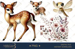 Boho Woodland Baby Animals & Mushroom Clipart Product Image 1