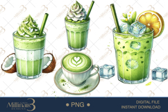 Watercolor Matcha Dessert Clipart Product Image 1