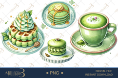 Watercolor Matcha Dessert Clipart Product Image 1