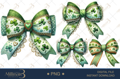 Coquette St. Patrick’s Day Bow Clipart|St. Patrick’s Day Product Image 1