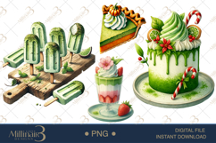 Watercolor Matcha Dessert Clipart Product Image 1