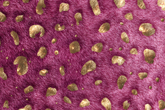 Magenta Fur with Gold Foil Leopard Spots Digital Texture Product Image 1