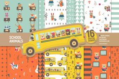 School animals digital paper pack, woodland scrapbook pages Product Image 1