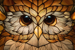 Brown Owl Face Stained Glass Close-up Art Product Image 1