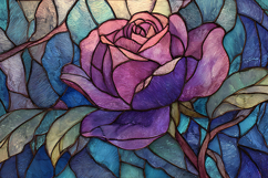 Purple Rose Stained Glass Floral Art Nouveau Background Product Image 1
