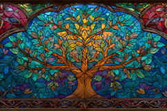 Tree of Life Stained Glass Celtic Window Background Product Image 1