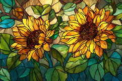 Sunflower Stained Glass Art Nouveau Floral Background Product Image 1