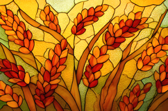 Wheat Grain Stained Glass Art Nouveau Background Product Image 1