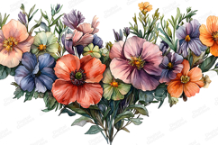 Watercolor Floral Bouquet Clipart Colorful Flower Design Product Image 1