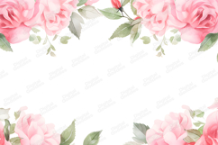 Pink Watercolor Floral Border Background Elegant Design Product Image 1