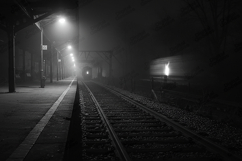 Dark Foggy Train Station Background with Moody Night Scene Product Image 1