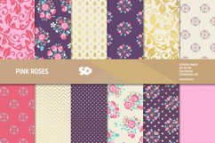 Pink roses digital paper pack, flowers scrapbook pages Product Image 1