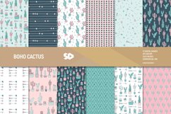 Boho cactus digital paper pack. Cactus scrapbooking pages Product Image 1