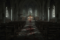 Dark Haunted Church Interior Horror Background Art Product Image 1