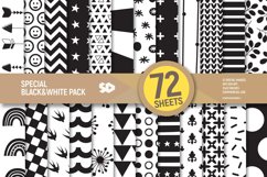 72 Black and White digital paper pack. Patterns Product Image 1