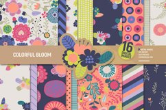 Colorful bloom digital paper pack, floral scrapbook pages Product Image 1
