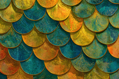 Mermaid Scales Texture - Teal Gold Seamless Pattern Product Image 1