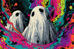 Psychedelic Ghost Art - Neon Splatter Paint Background Product Image 1