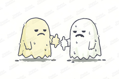 Melting Ghosts Thumbs Up - Humorous Halloween Clipart Product Image 1