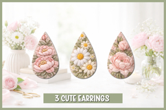 10 Tea Drop Glitter Colourful Earrings Sublimation I PNG Product Image 2