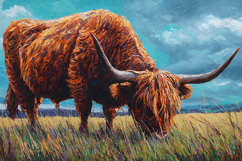 Highland Cow Painting - Textured Oil Art Background Product Image 1