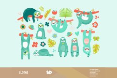 Sloths clipart, sloth clip art, party kids clipart. Stickers Product Image 1