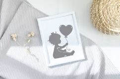 Baby girl silhouette with heart shaped balloon SVG EPS PNG. Product Image 4