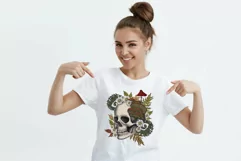 skull in png flowers skull with mushrooms png boho skull png Product Image 2
